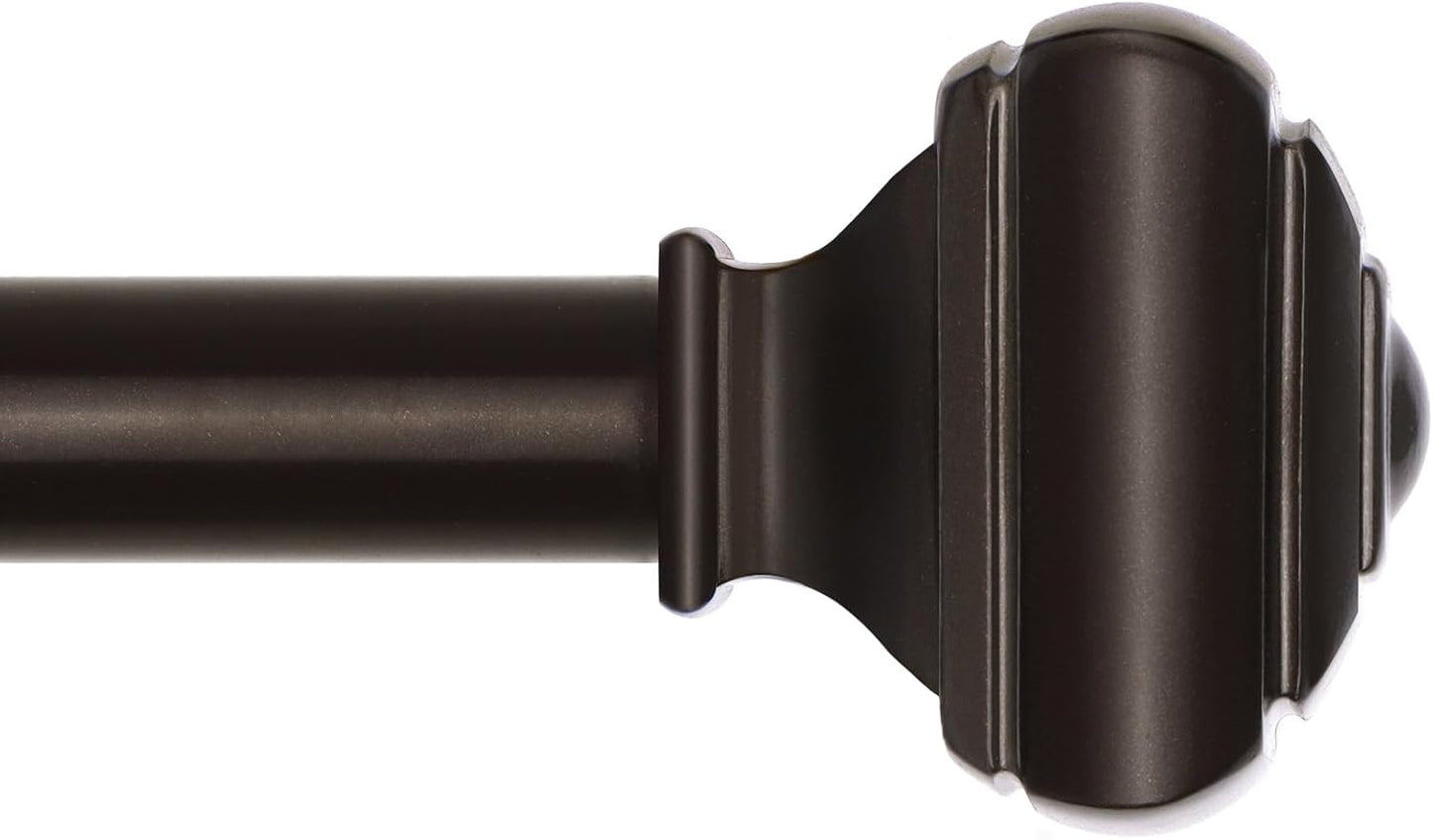 Adjustable Curtains Rods for Windows 48 to 84 Inch, USFOOK 7/8 Inch Splicing Single Curtain Pole Set, Decorative Drapery Rods 32 to 86 Inch for Home, Black Square Finials