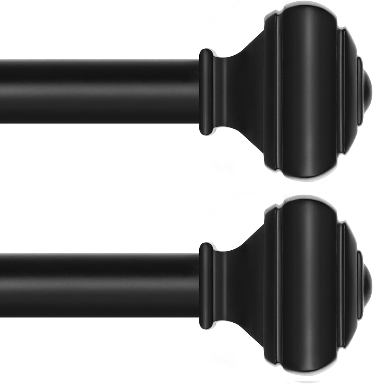 Adjustable Curtains Rods for Windows 48 to 84 Inch, USFOOK 7/8 Inch Splicing Single Curtain Pole Set, Decorative Drapery Rods 32 to 86 Inch for Home, Black Square Finials