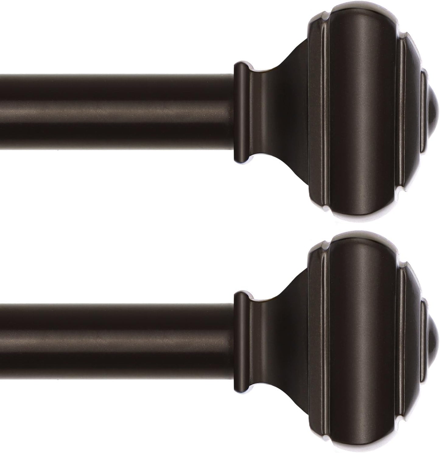 Adjustable Curtains Rods for Windows 48 to 84 Inch, USFOOK 7/8 Inch Splicing Single Curtain Pole Set, Decorative Drapery Rods 32 to 86 Inch for Home, Black Square Finials