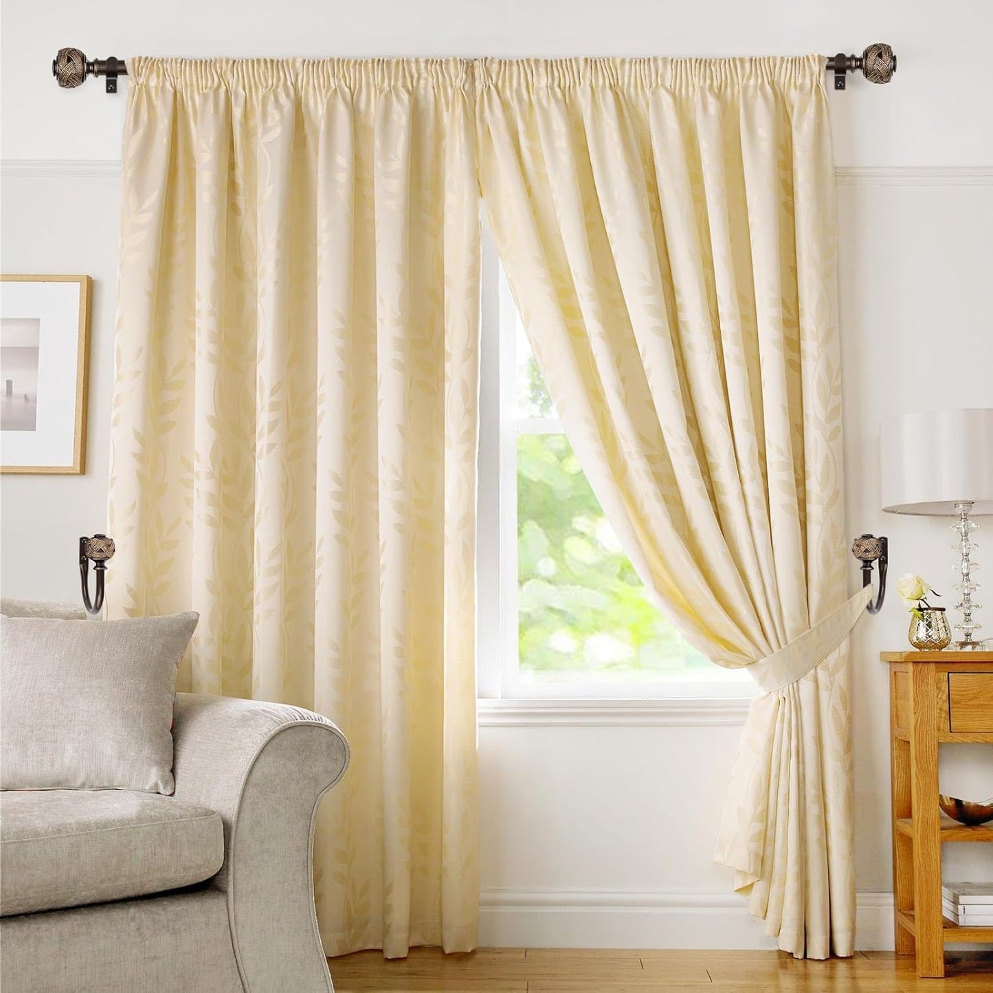 2 Pack Bronze Curtain Holdbacks, Decorative Window Drapery Tiebacks (2 Pack/1 Pair), Curtain Tie Back Hooks for Wall with Leaf Finials (4.3" L x 3.3" W)