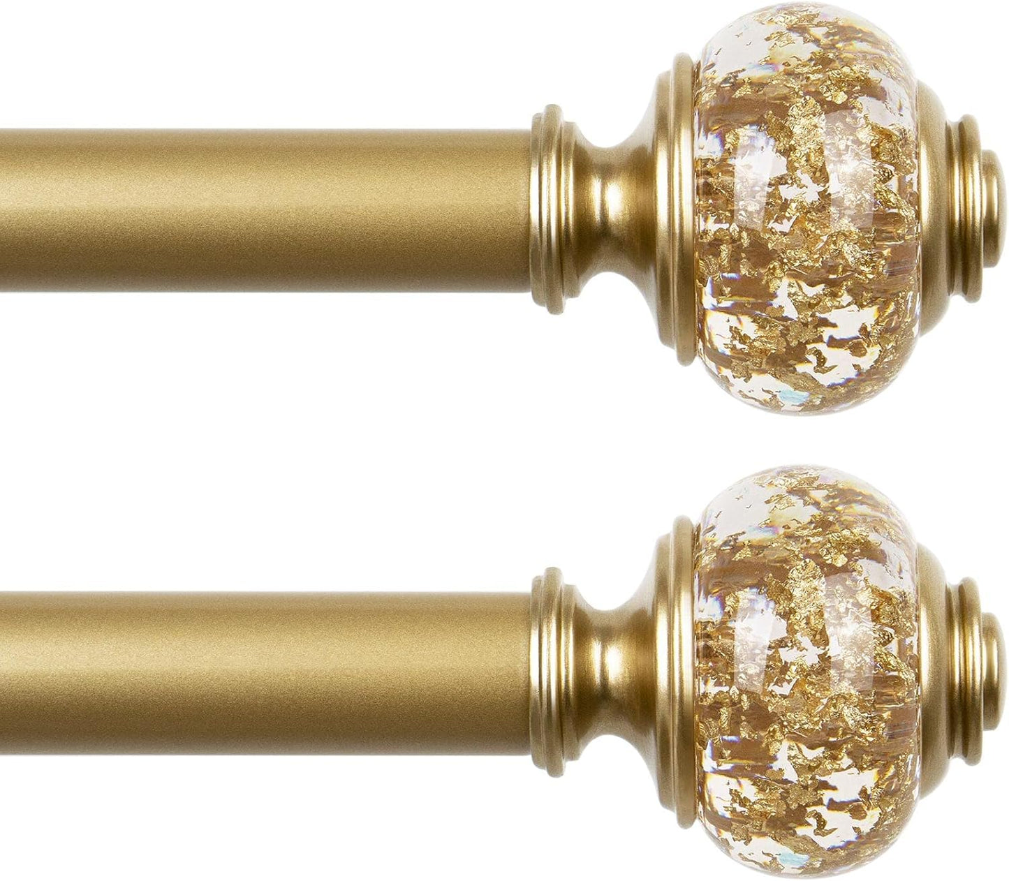 1 Inch Curtain Rods 72 to 144 Inches (6 to 12 ft) Telescoping Single Drapery Rod, USFOOK Heavy Duty Curtain Rods for Windows with Silver Decorative Translucent Finials