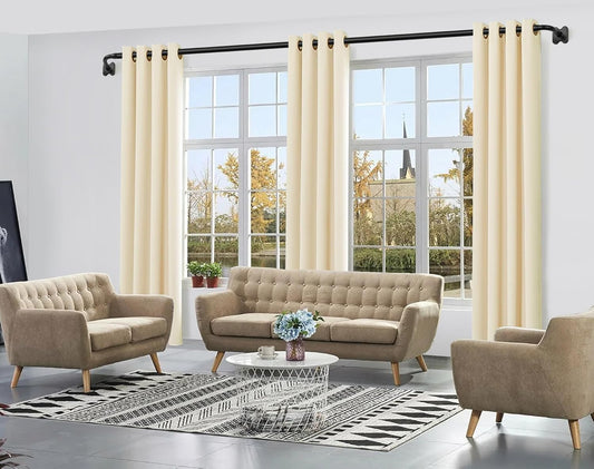 Blackout Curtain Rods for Windows 48 to 84 Inch, USFOOK Black Wrap Around Curtain Rod, Room Darkening Drapery Rods 35 to 88 inch