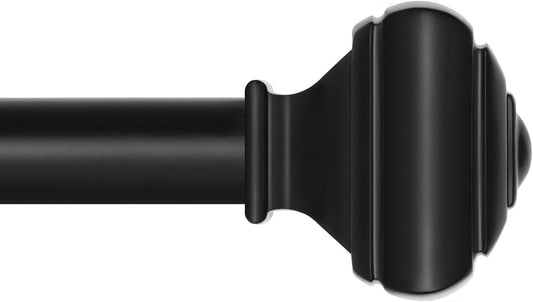 Adjustable Curtains Rods for Windows 48 to 84 Inch, USFOOK 7/8 Inch Splicing Single Curtain Pole Set, Decorative Drapery Rods 32 to 86 Inch for Home, Black Square Finials