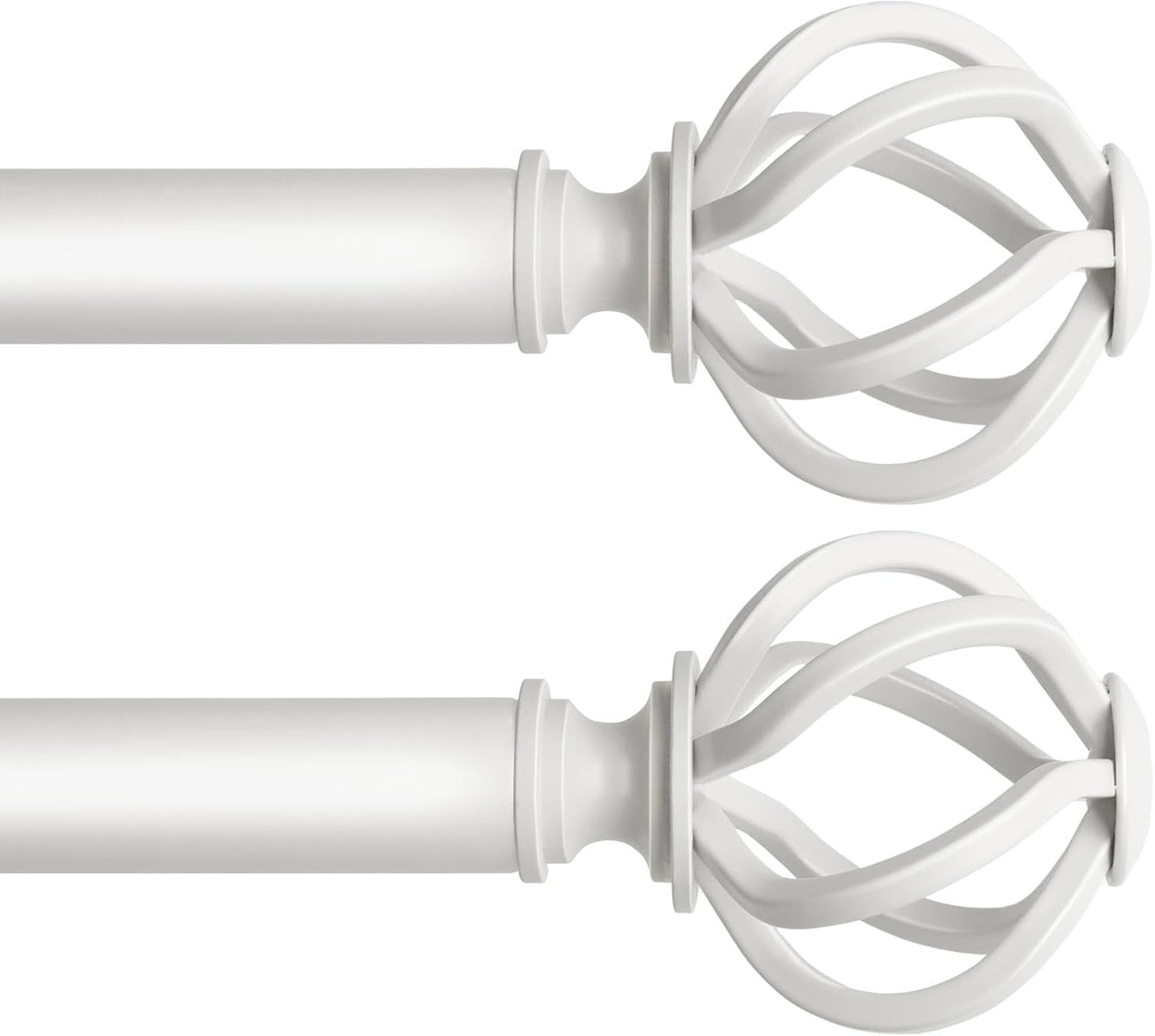 Antique Silver Curtain Rod 32 to 58 Inches (2.6 to 4.8 ft), USFOOK 7/8 Curtain Rods for Windows, Telescoping Splicing Drapery Rods with Twisted Cage Finials
