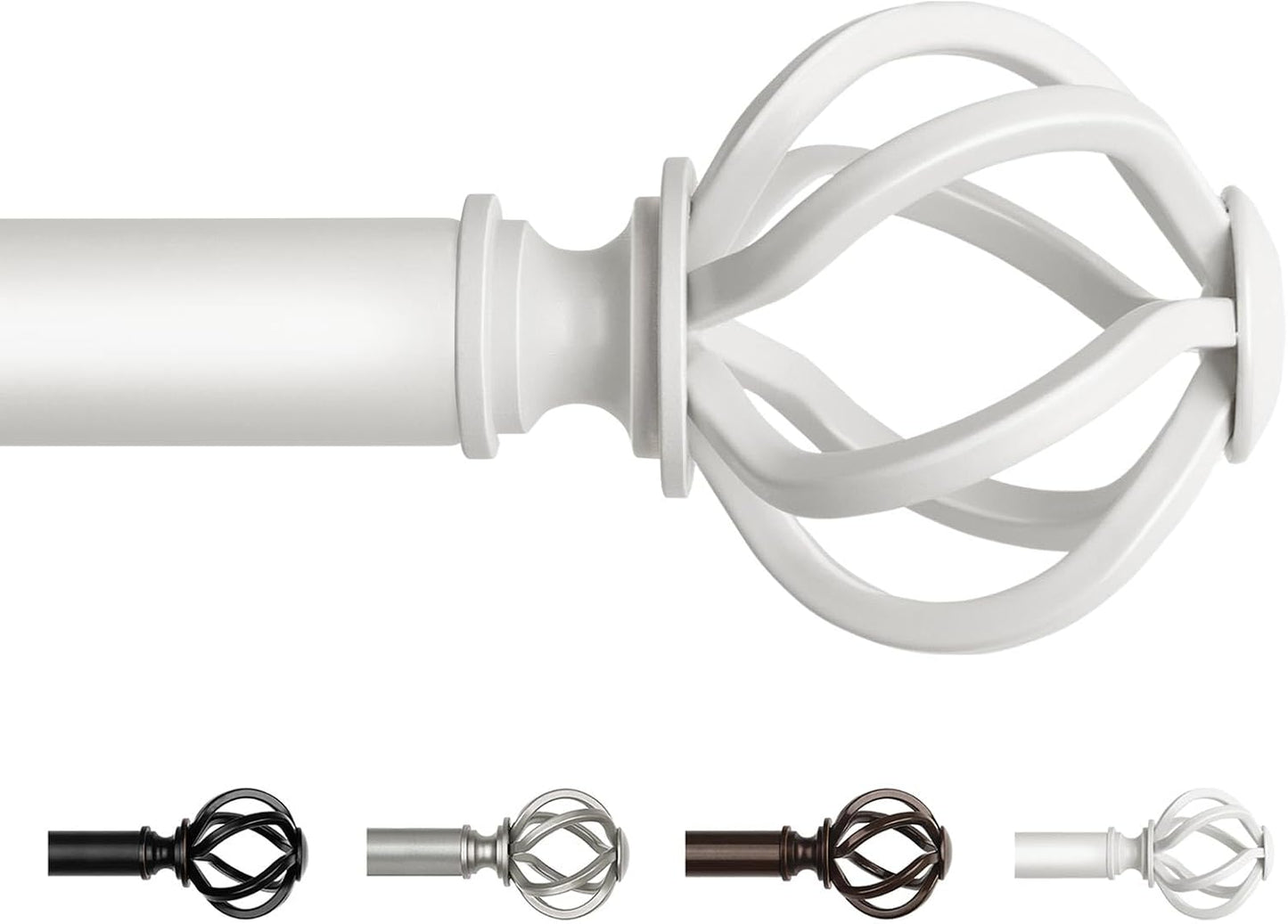 Antique Silver Curtain Rod 32 to 58 Inches (2.6 to 4.8 ft), USFOOK 7/8 Curtain Rods for Windows, Telescoping Splicing Drapery Rods with Twisted Cage Finials