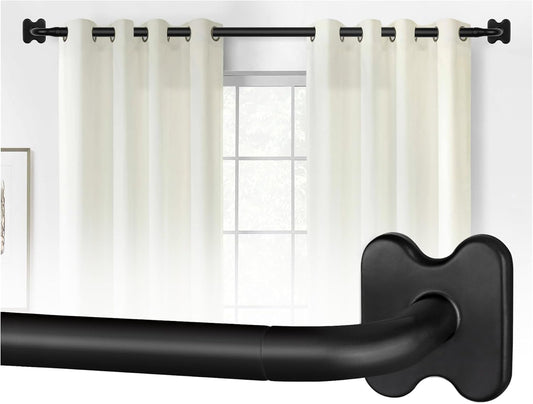 Blackout Curtain Rods for Windows 48 to 84 Inch, USFOOK Black Wrap Around Curtain Rod, Room Darkening Drapery Rods 35 to 88 inch