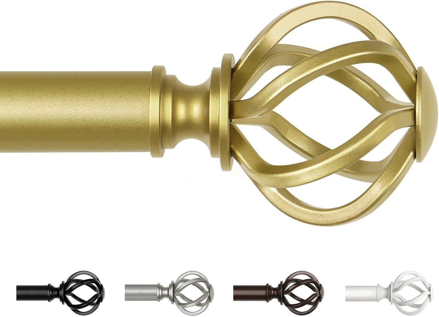Antique Silver Curtain Rod 32 to 58 Inches (2.6 to 4.8 ft), USFOOK 7/8 Curtain Rods for Windows, Telescoping Splicing Drapery Rods with Twisted Cage Finials