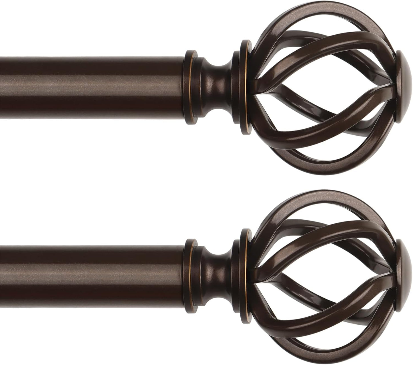 Antique Silver Curtain Rod 32 to 58 Inches (2.6 to 4.8 ft), USFOOK 7/8 Curtain Rods for Windows, Telescoping Splicing Drapery Rods with Twisted Cage Finials