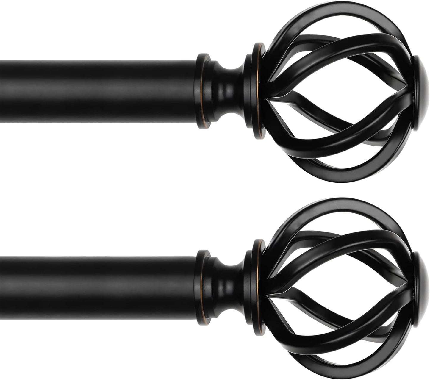 Antique Silver Curtain Rod 32 to 58 Inches (2.6 to 4.8 ft), USFOOK 7/8 Curtain Rods for Windows, Telescoping Splicing Drapery Rods with Twisted Cage Finials