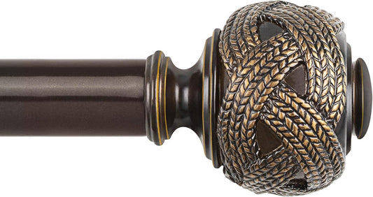 Window Treatment Finials for 1 or 7/8 Inch Curtain Rods, Bronze Drapery Rods Replacement Finials with M6 Screws, Woven Leaf Pattern, 2 Pack