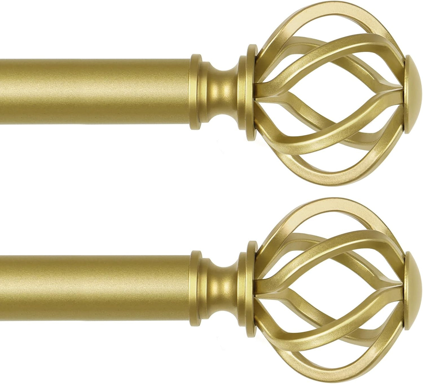 Antique Silver Curtain Rod 32 to 58 Inches (2.6 to 4.8 ft), USFOOK 7/8 Curtain Rods for Windows, Telescoping Splicing Drapery Rods with Twisted Cage Finials