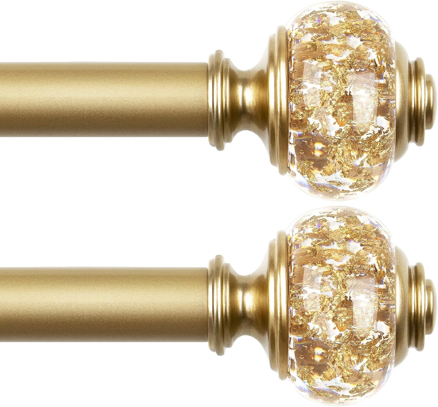 Curtain Rod 32 to 58 Inches (2.6-4.8ft), USFOOK 7/8 inch Telescoping Splicing Curtain rods for Windows 20 to 54 inches, Silver Decorative Drapery Rods for Home with Translucent Finials